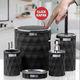   Diamant 5 részes fürdőszobai kiegészítő készlet - fekete-króm