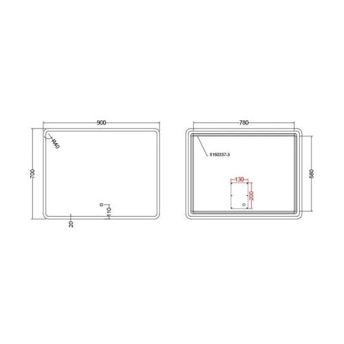 Diplon J1573 Szögletes LED-es tükör 70x90cm