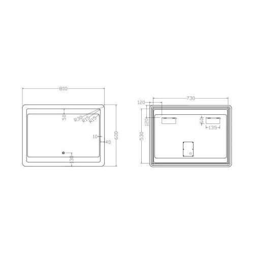 Diplon J1562 Szögletes LED-es tükör 60x80cm