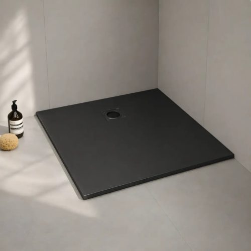 Diplon BST8301-90 Kő textúrájú zuhanytálca, fekete 90x90cm