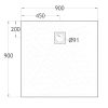 Diplon BST8301-90 Kő textúrájú zuhanytálca, fekete 90x90cm