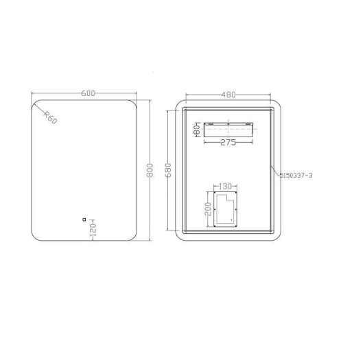 Diplon J1571 Szögletes LED-es tükör 60x80cm