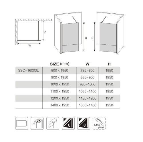 Diplon BP6611-90 Walk-in zuhanyfal 90cm