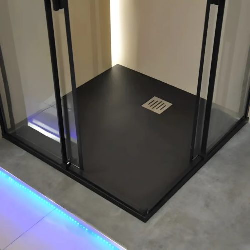 Diplon BST8301-80 Kő textúrájú zuhanytálca, fekete 80x80cm